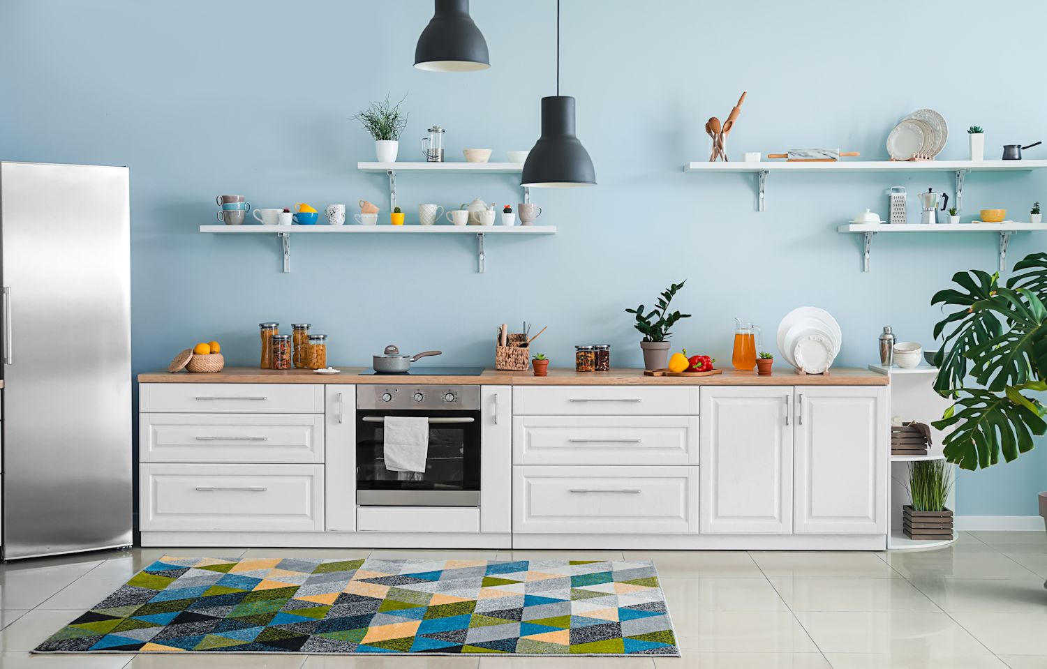 light blue kitchen