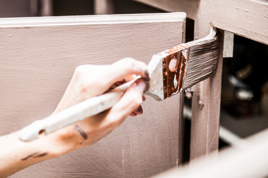 painting cabinet by hand